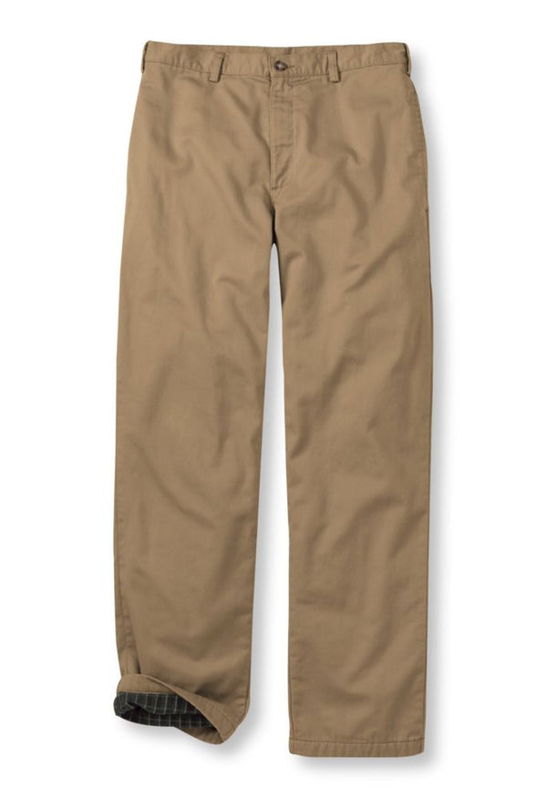 Men's Double L® Chinos, Natural Fit, Plain Front, Flannel-Lined