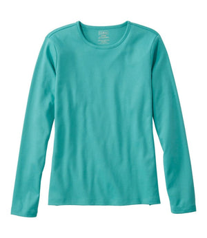 Women's Pima Cotton Tee, Long-Sleeve Crewneck