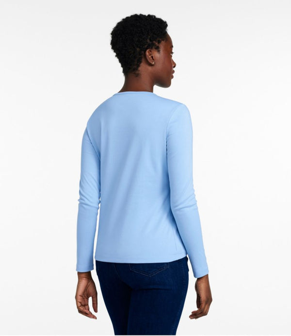 Women's Pima Cotton Tee, Long-Sleeve Crewneck