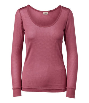 Women's Silk Pointelle, Long-Sleeve Scoopneck