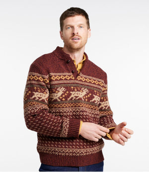 Men's L.L.Bean Classic Ragg Wool Fair Isle Henley Sweater