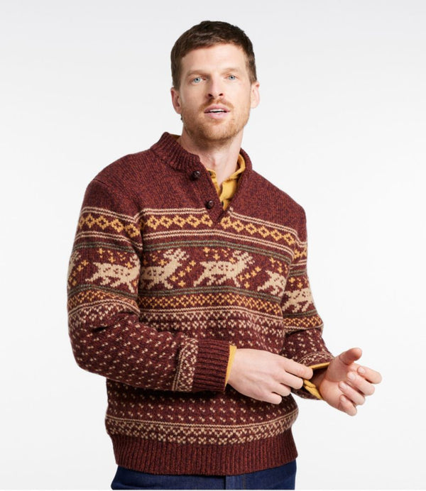 Men's L.L.Bean Classic Ragg Wool Fair Isle Henley Sweater