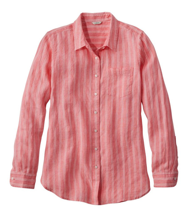 Women's Premium Washable Linen Shirt, Tunic Stripe