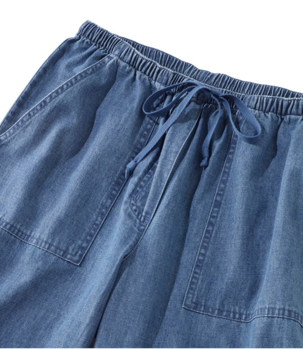 Women's Sunwashed Denim Pants, Straight-Leg