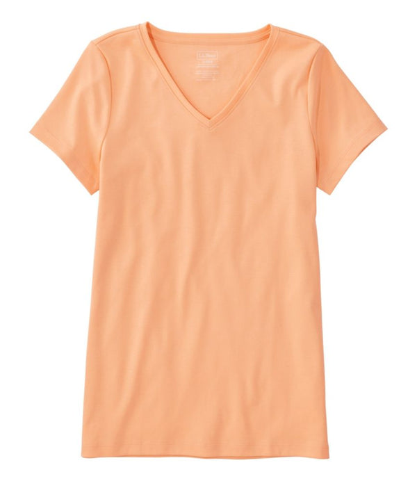 Women's Pima Cotton Shaped V-Neck, Short-Sleeve
