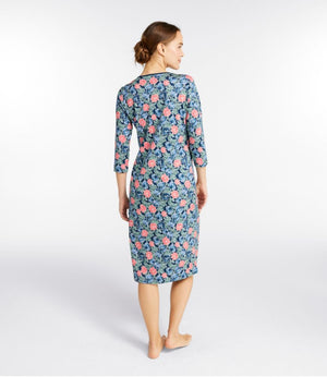 Women's Supima Nightgown, V-Neck Three-Quarter-Sleeve, Print