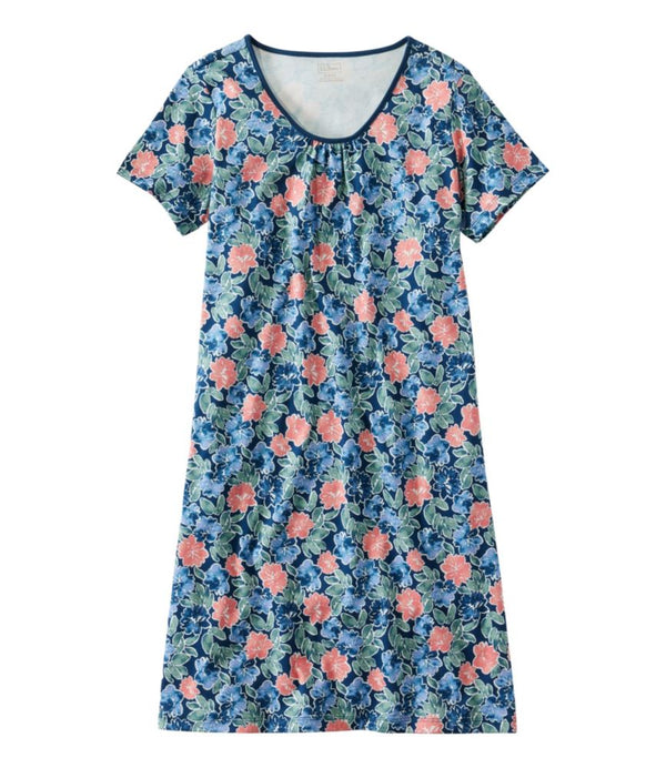 Women's Supima Nightgown, Short-Sleeve Floral