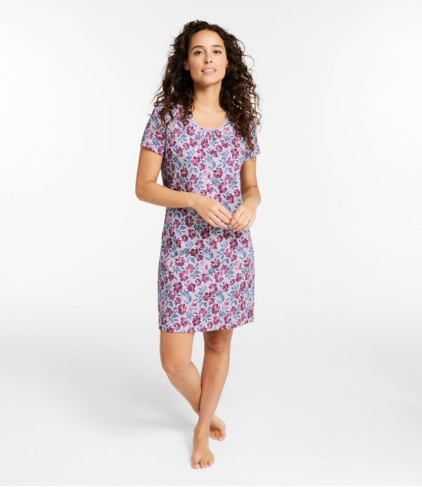 Women's Supima Nightgown, Short-Sleeve Floral