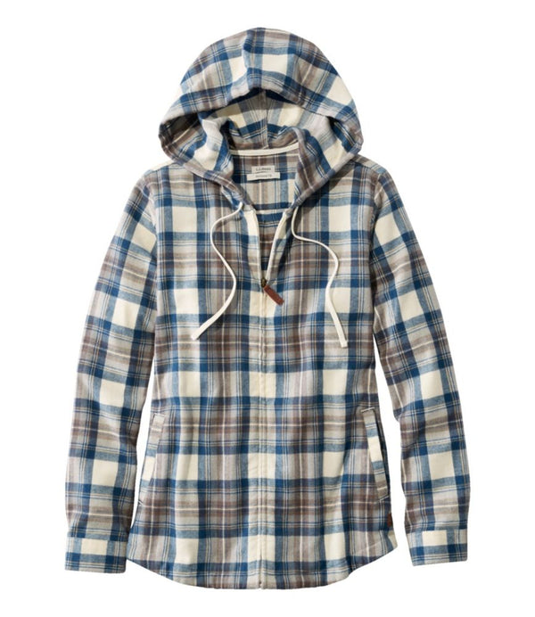 Women's Scotch Plaid Flannel Shirt, Relaxed Zip Hoodie