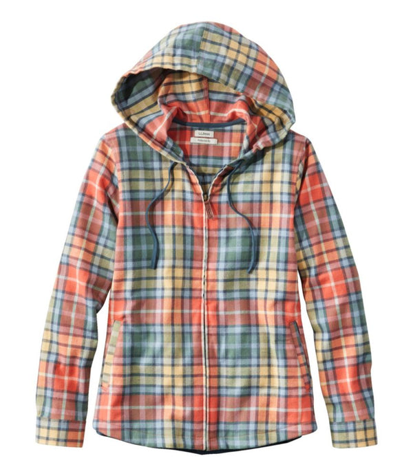 Women's Scotch Plaid Flannel Shirt, Relaxed Zip Hoodie