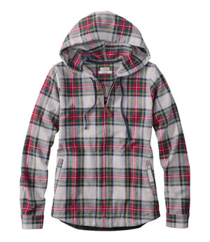 Women's Scotch Plaid Flannel Shirt, Relaxed Zip Hoodie