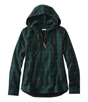 Women's Scotch Plaid Flannel Shirt, Relaxed Zip Hoodie