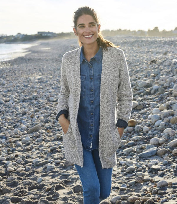 Women's Cotton Ragg Sweater, Open Cardigan