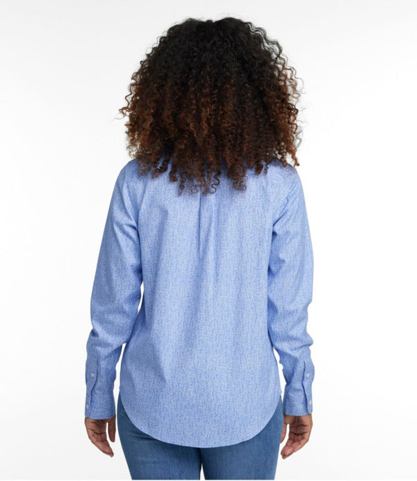 Women's Wrinkle-Free Pinpoint Oxford Shirt, Relaxed Fit Long-Sleeve Print
