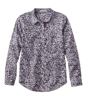 Women's Wrinkle-Free Pinpoint Oxford Shirt, Relaxed Fit Long-Sleeve Print