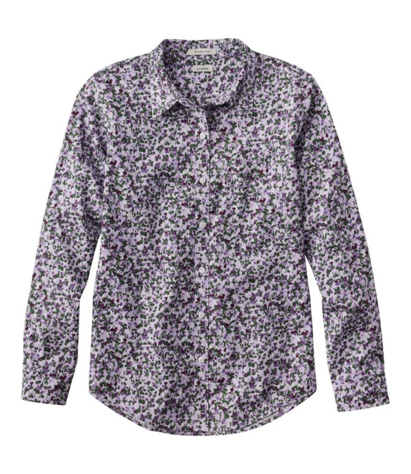 Women's Wrinkle-Free Pinpoint Oxford Shirt, Relaxed Fit Long-Sleeve Print