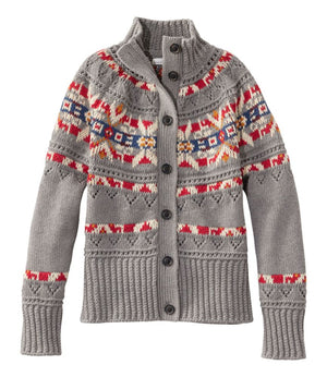 Women's Signature Cotton Fisherman Sweater, Short Cardigan Fair Isle