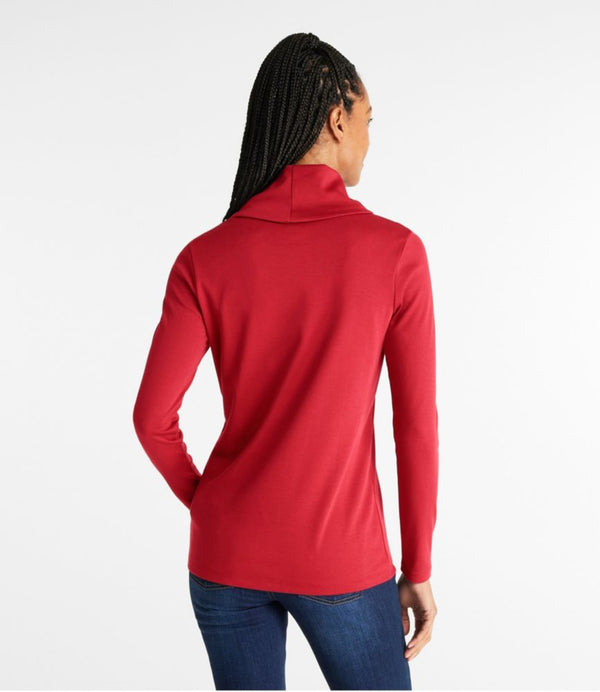 Women's Pima Cotton Tee, Long-Sleeve Cowlneck