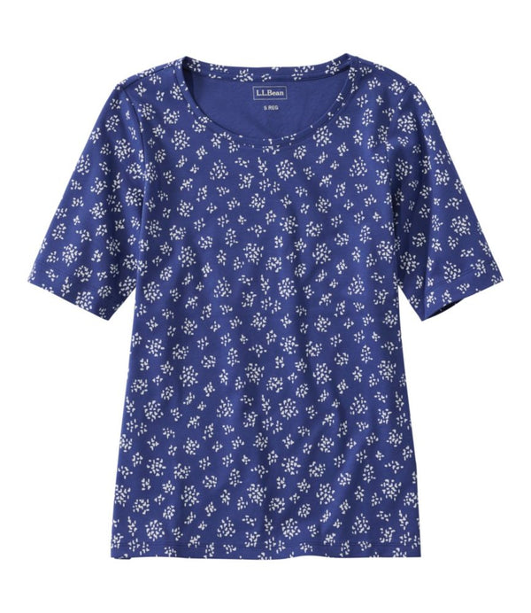 Women's L.L.Bean Jewelneck Tee, Elbow-Sleeve Print