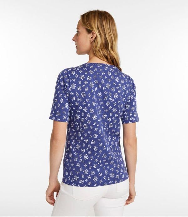 Women's L.L.Bean Jewelneck Tee, Elbow-Sleeve Print