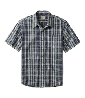 Men's Organic Cotton Seersucker Shirt, Short-Sleeve, Slightly Fitted, Plaid