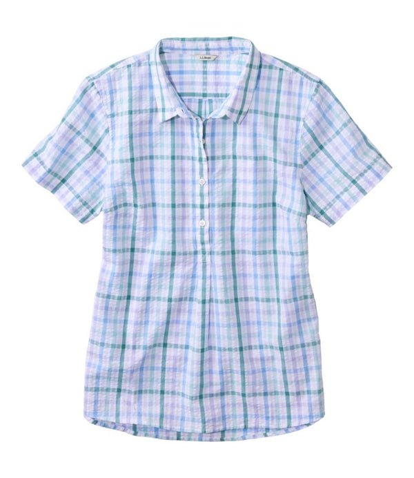 Women's Vacationland Seersucker Shirt, Short-Sleeve Popover Plaid