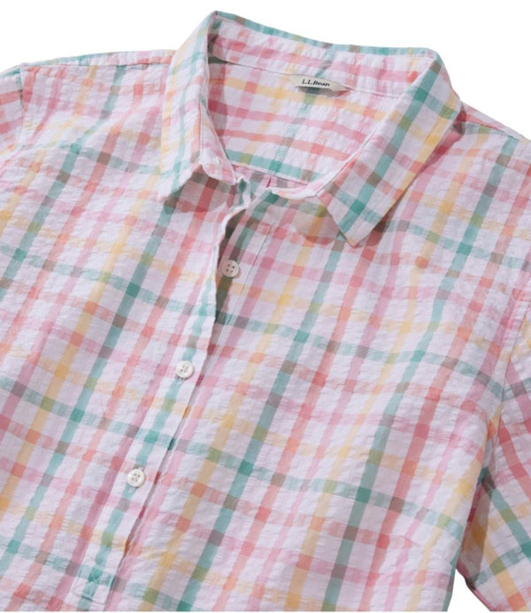 Women's Vacationland Seersucker Shirt, Short-Sleeve Popover Plaid