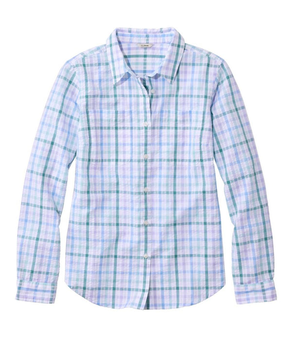 Women's Vacationland Seersucker Shirt, Long-Sleeve Plaid