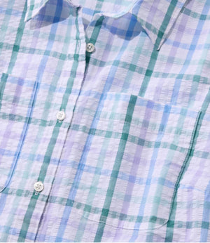 Women's Vacationland Seersucker Shirt, Long-Sleeve Plaid