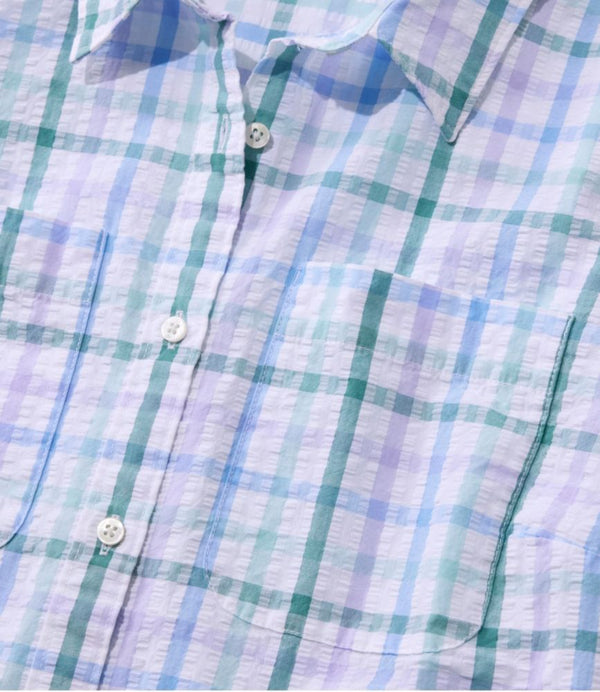Women's Vacationland Seersucker Shirt, Long-Sleeve Plaid