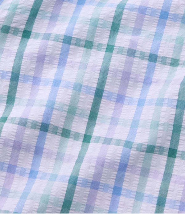 Women's Vacationland Seersucker Shirt, Long-Sleeve Plaid