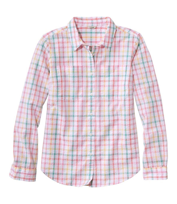 Women's Vacationland Seersucker Shirt, Long-Sleeve Plaid