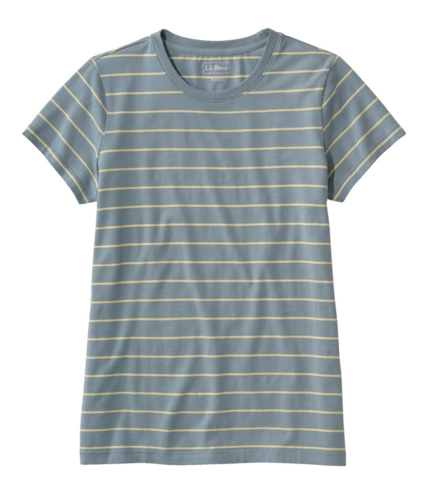 Women's Soft Stretch Supima-Blend Tee, Crewneck Short-Sleeve Striped