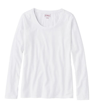 Women's Soft Stretch Supima-Blend Tee, Scoopneck Long-Sleeve
