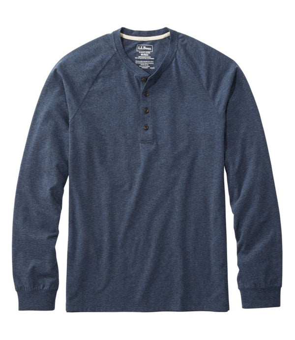 Men's Comfort Stretch Pima Tee Shirt, Long-Sleeve Henley