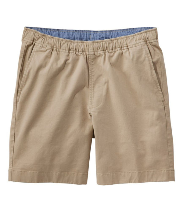 Men's Lakewashed Stretch Khaki Shorts, Pull-On, 8"