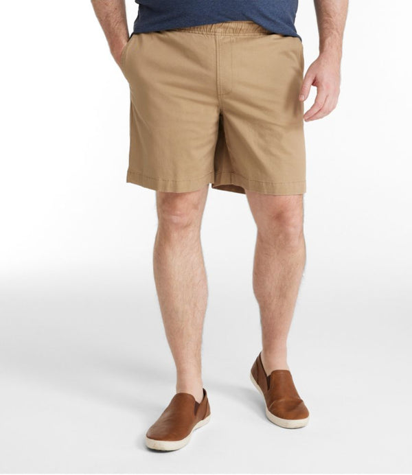 Men's Lakewashed Stretch Khaki Shorts, Pull-On, 8"