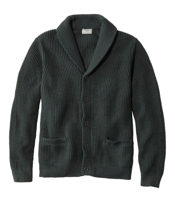 Men's Organic Cotton Waffle Sweater, Cardigan
