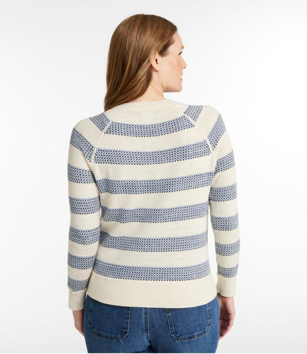 Women's Organic Cotton Slub Sweater, Crewneck Stripe
