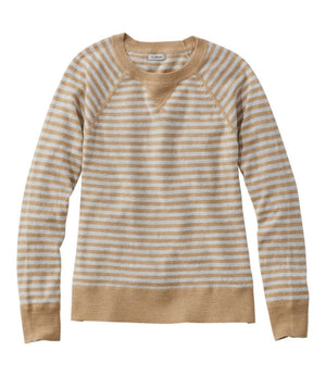 Women's Organic Cotton Slub Sweater, Crewneck Stripe