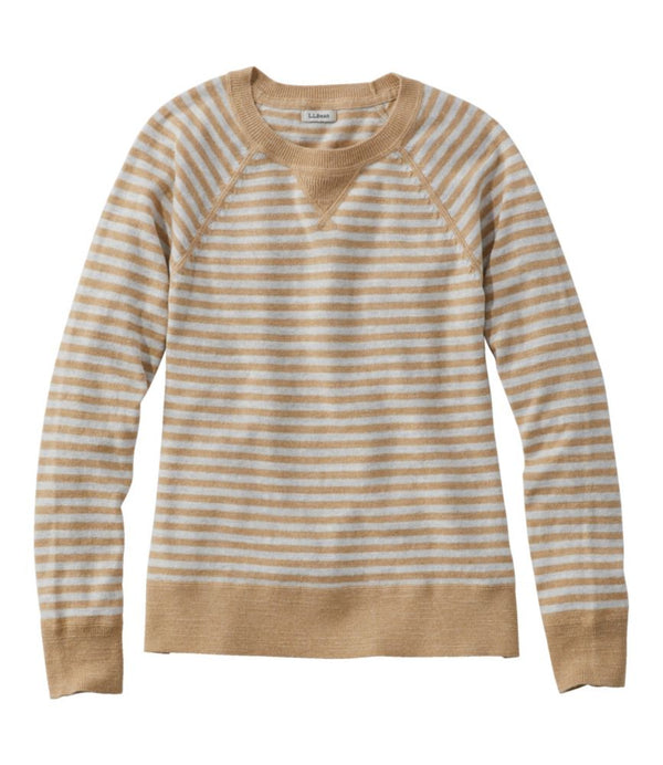 Women's Organic Cotton Slub Sweater, Crewneck Stripe