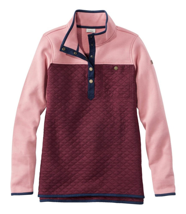 Women's Quilted Sweatshirt, Mockneck Tunic Colorblock