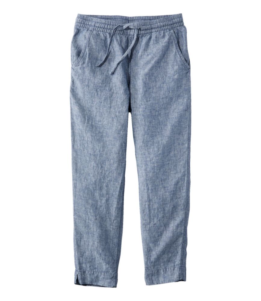 Women's Premium Linen Pull-On Ankle Pants, Mid-Rise Tapered-Leg