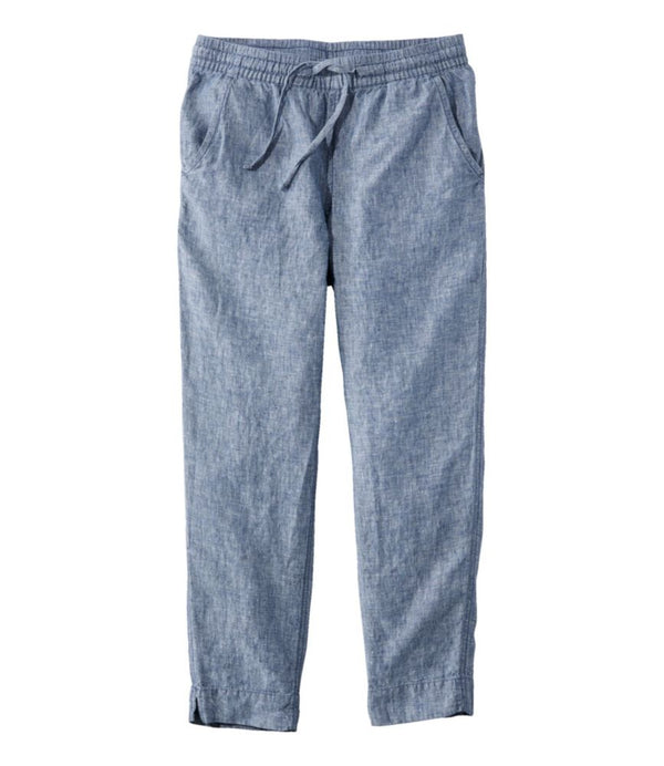 Women's Premium Linen Pull-On Ankle Pants, Mid-Rise Tapered-Leg