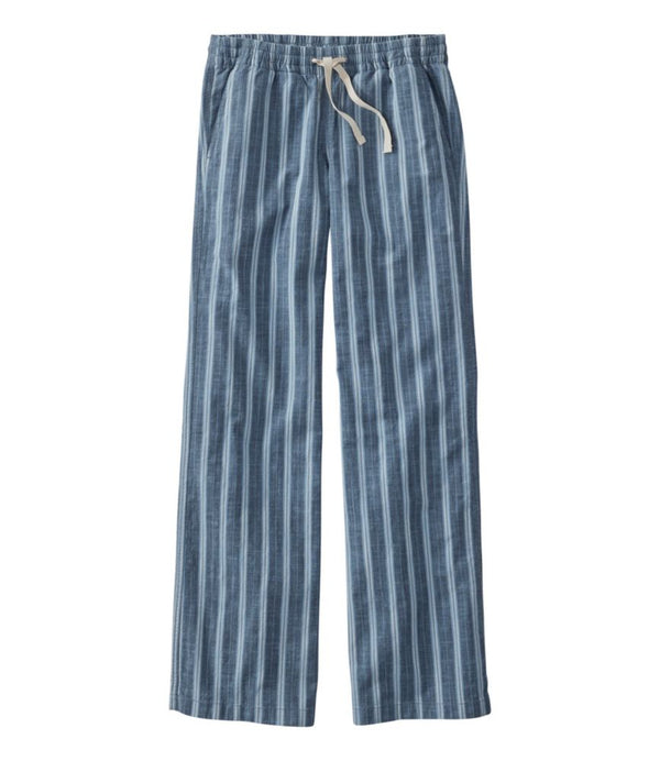 Women's Lakewashed Pull-On Chinos, Mid-Rise Wide-Leg Stripe Chambray