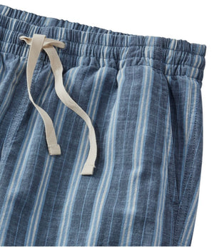 Women's Lakewashed Pull-On Chinos, Mid-Rise Wide-Leg Stripe Chambray