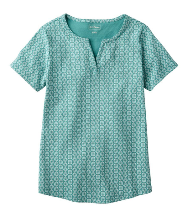 Women's L.L.Bean Tee, Short-Sleeve Notch-Neck Print