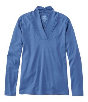 Women's Pima Cotton Tee, Shawl Long-Sleeve