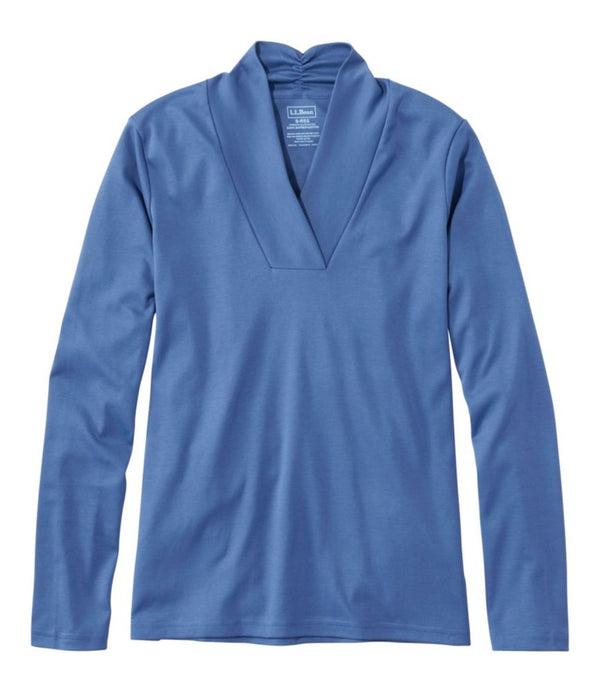 Women's Pima Cotton Tee, Shawl Long-Sleeve