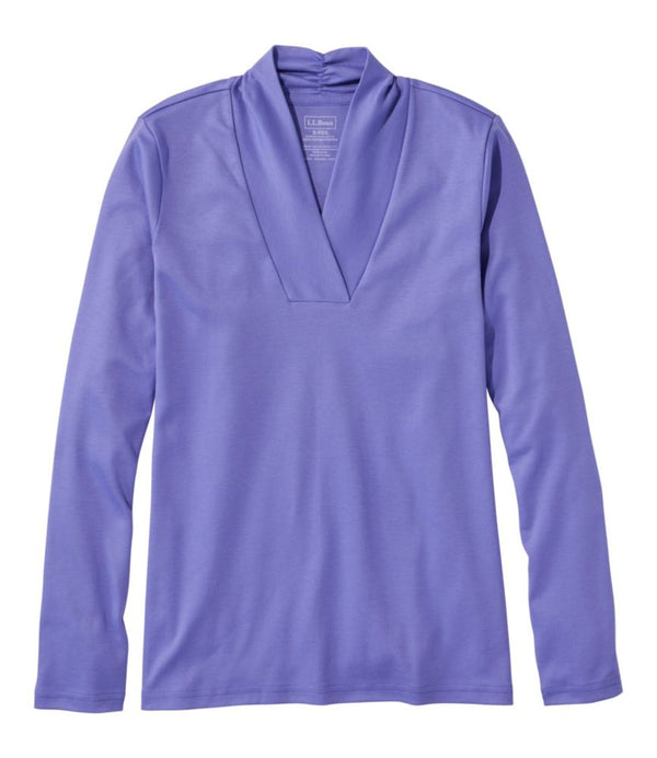 Women's Pima Cotton Tee, Shawl Long-Sleeve
